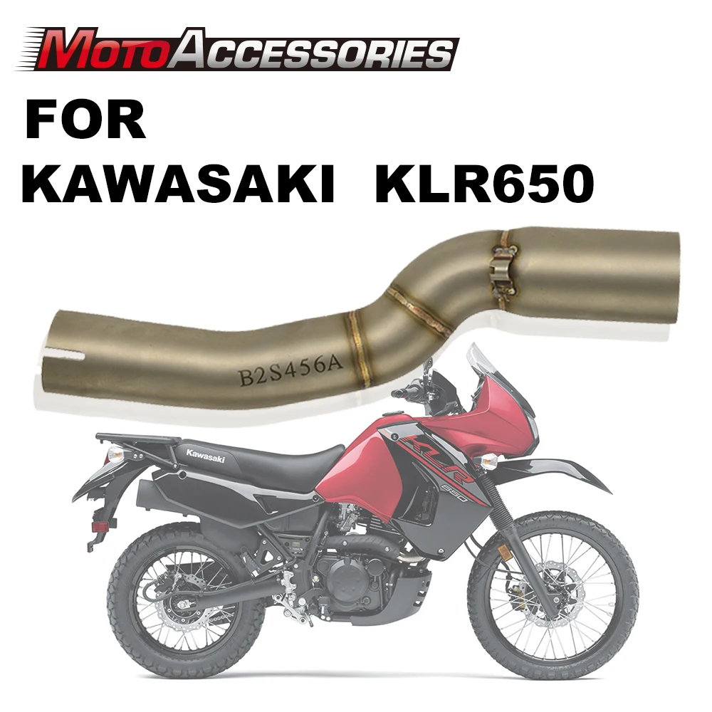 KLR650 Motorcycle Exhaust Mid Pipe Link Pipe Slip On Section Muffler For KAWASAKI KLR650 2008 2009 2010 2011 2012 2013 2014 2015