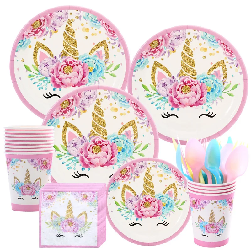 

Cartoon Unicorn Theme Disposable Tableware Paper Cup Plate Napkin Adult Kids Birthday Wedding Party Bridal Baby Shower Supplies