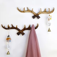 retro style resin deer antler decor wall hanging coat rack key hook clothes hanger home wall hanging decoration