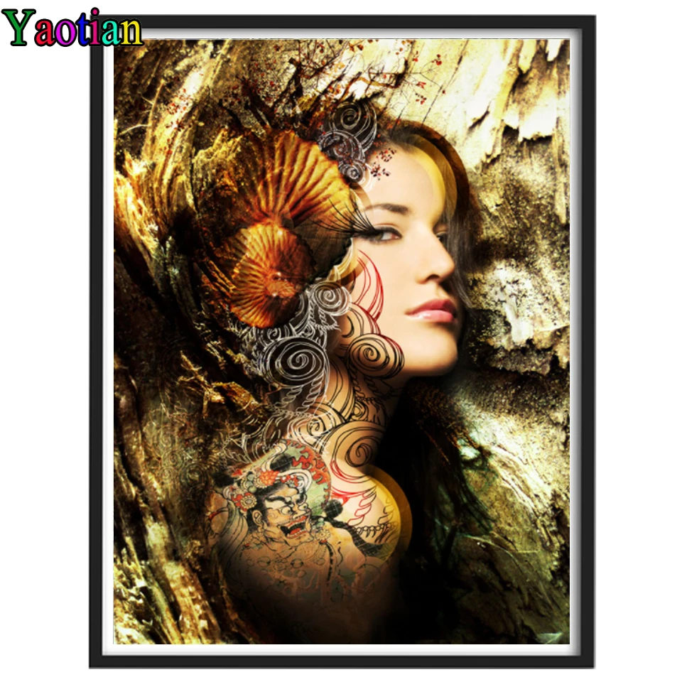 

5D Diy Diamond Painting Fantasy Tattoo Woman 3D Diamond Embroidery Cross Stitch Resin Rhinestone Diamond Mosaic Art Home Decor