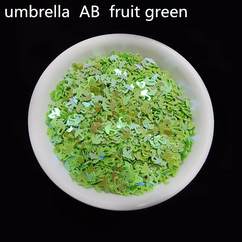 AB fruit green 10 г/лот новые ПВХ блестки для рукоделия зонтик формы блестки Сделай Сам одежда швейная ткань Свадебные поделки Женская одежда Аксессуары - Цвет: AB fruit green