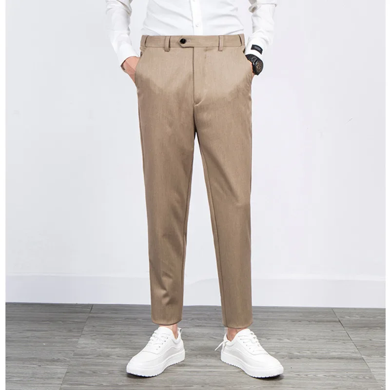 EWQ / Casual Men's Suit Pants 2020 Spring Fashion New Trousers Self-cultivation Solid Color Slim With Pockets 9Y0069 | Мужская