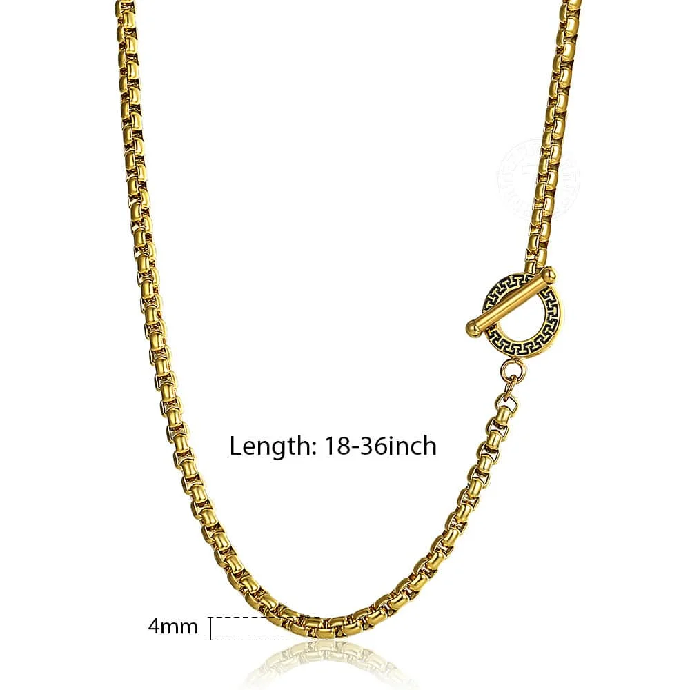 4mm Gold TO clasp Ожерелье Davieslee для женщин и мужчин, нержавеющая сталь, розовое золото, цветная цепочка, Женское Ожерелье 18-28 дюймов, DKN555 - Окраска металла: 4mm Gold TO clasp