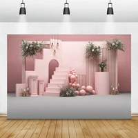 laeacco wedding photophone pink screen flowers balloons candles birthday party photography backdrops photo backgrounds photozone