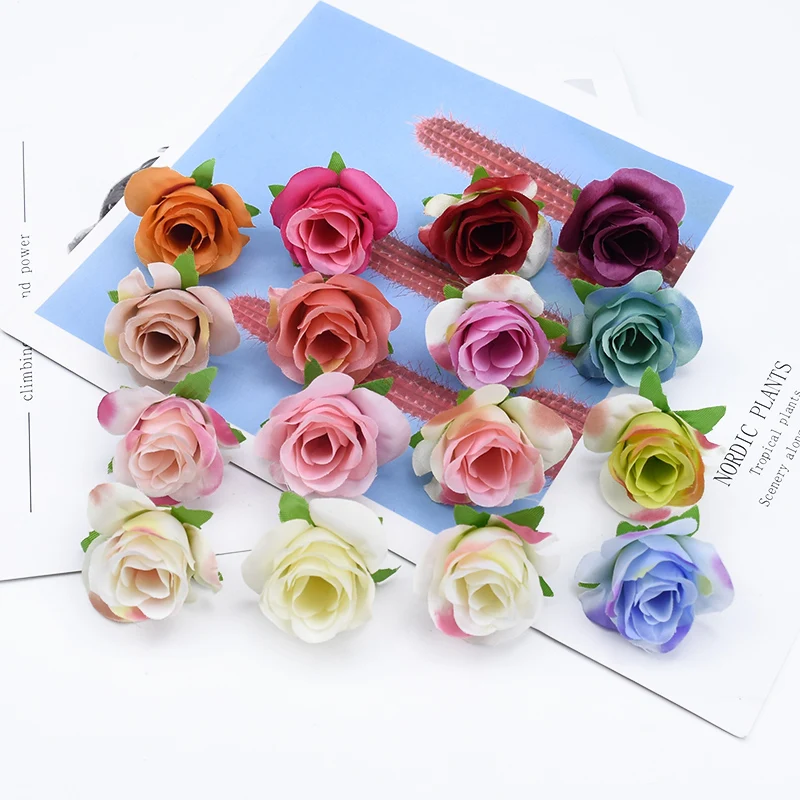 10 Pieces Fake Teddy Bear of Roses Wedding Decorative Flowers for Scrapbooking Christmas Decorations Home Artificial |