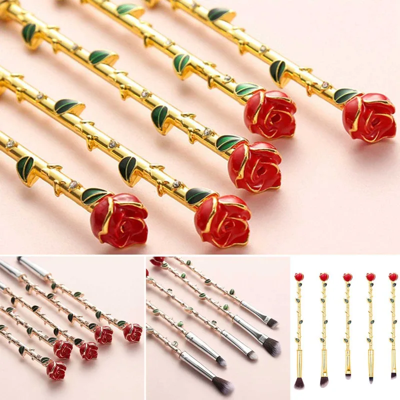 

Anime Beauty and the Beast Makeup Brushes Set Cosmetics Soft fiber Hair Rose Flower Makeup Blush Eye Shadow Eyebrow Brush