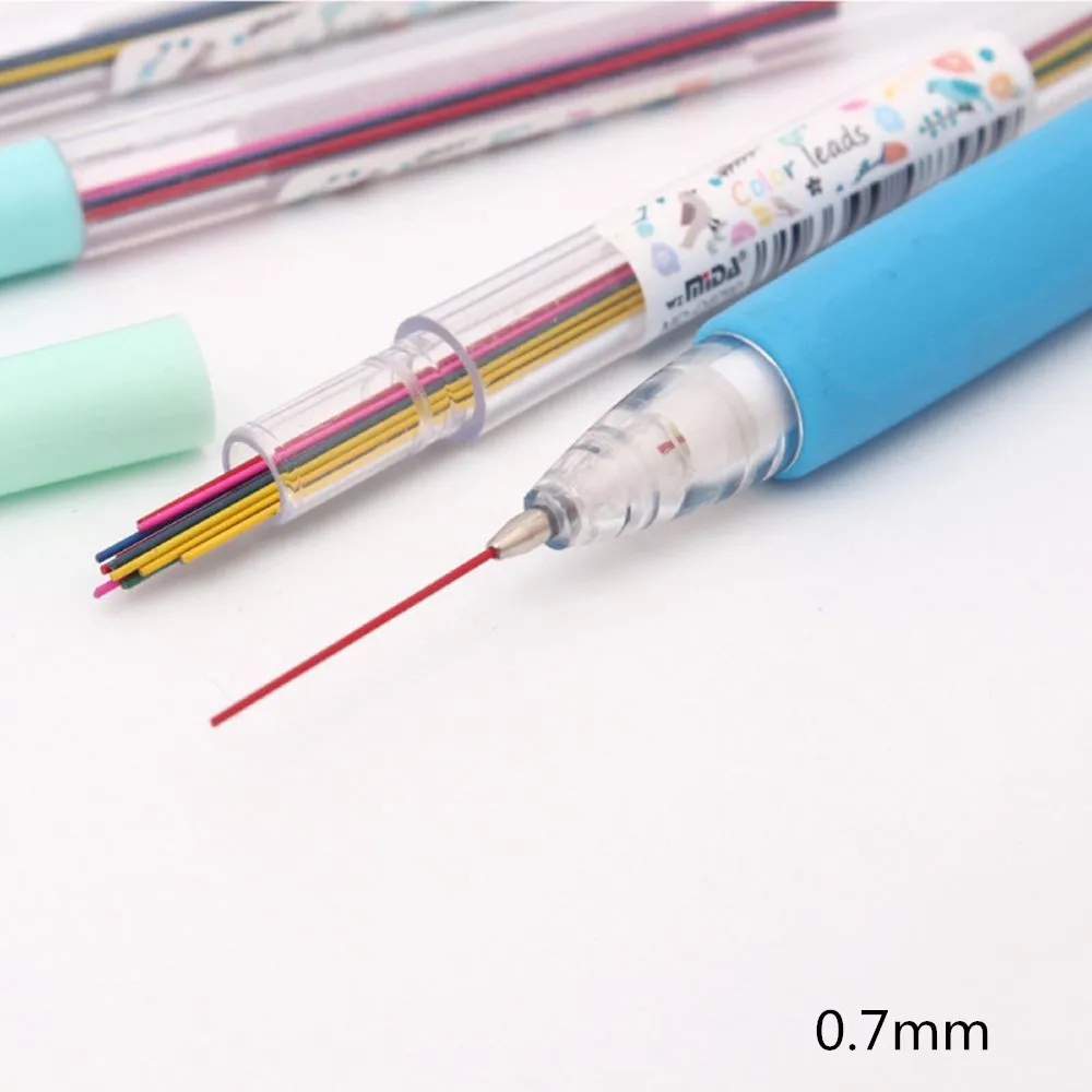 0.7mm 15 шт./компл. 0,5/0,7 мм Цвет Фул грифели для механических карандашей художественный эскиз рисунка Цвет стержень для автоматического карандаша для заправки зажигалок произвольно Цвет 2B - Цвет: 0.7mm