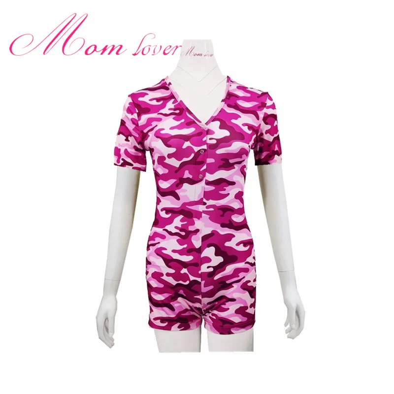 

2020 Summer New Fashion Women Jumpsuit V-Neck Short Sleeve Adult Onesie Short Sleeve