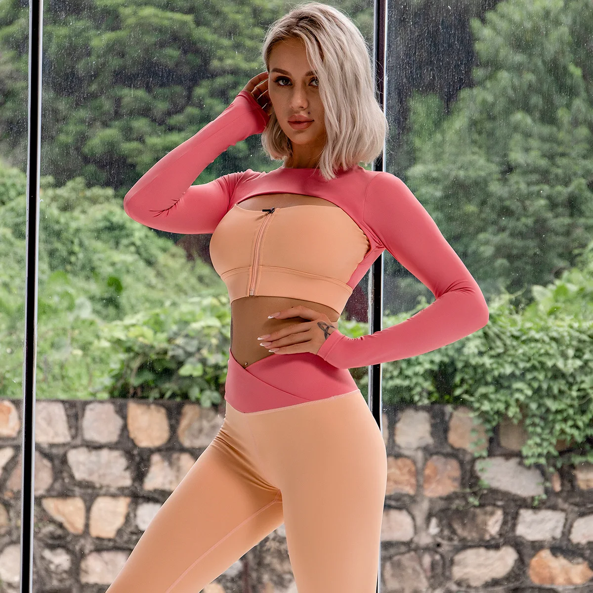 

Two Piece Yoga Set 2021 Autumn Winter Workout Clothes for Women Sportwear Fitness Tracksuit Workout Set Female Gym Set Women