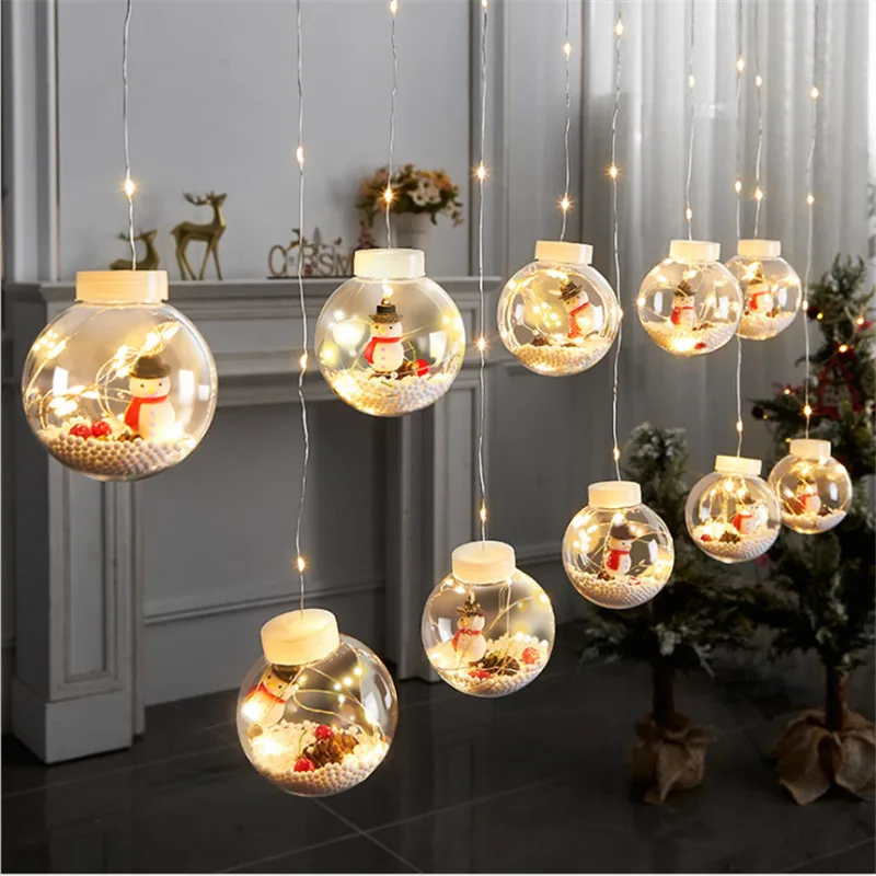 

Рождественский шар «сделай сам», светодиодная гирлянда-занавеска с Сантой, украшение для рождественской елки для домашвечерние, новогодни...