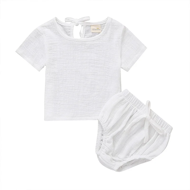 

Summer Infant Clothes Baby Girl Ribbed Bodysuit Boys Solid Shorts Newborn 2pcs Set Kids Clothing Toddler Short Set