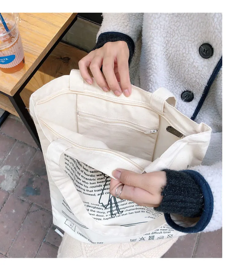 Сумка тоут из натурального хлопка с принтом в виде английской