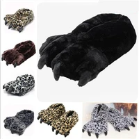 winter womenman warm indoor cotton cute plush slides cartoon bear claw fluffy slippers home cotton slippers couple floor shoes