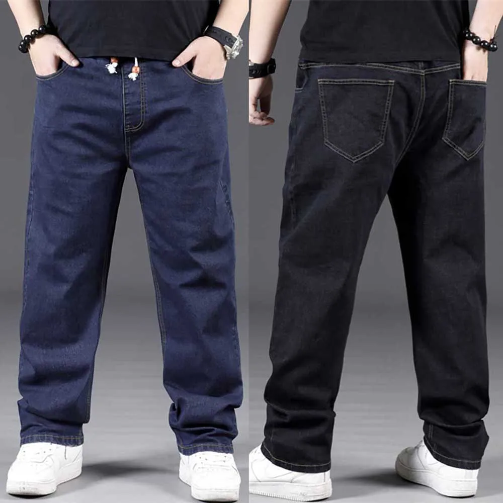 New Fashion Loose Baggy Jeans Men Casual Denim Pants Straight Trousers Warm Fleece Jeans Plus Size 7XL 8XL Hiphop Harem Jeans