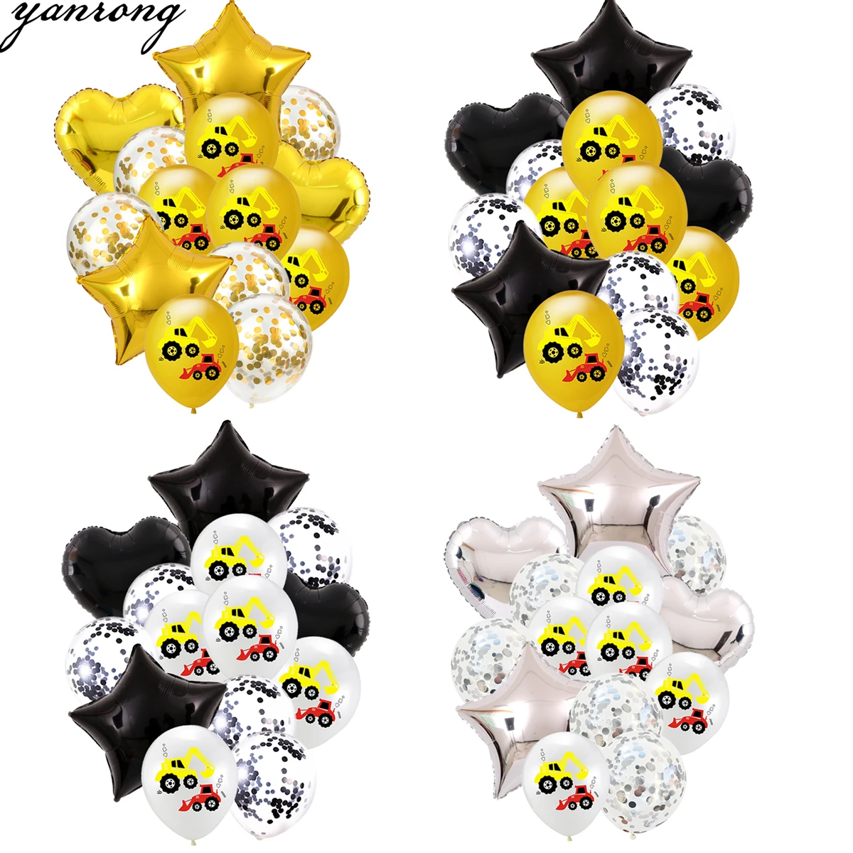 Экскаватор серебряного цвета розового золота конфетти латексные воздушные шары