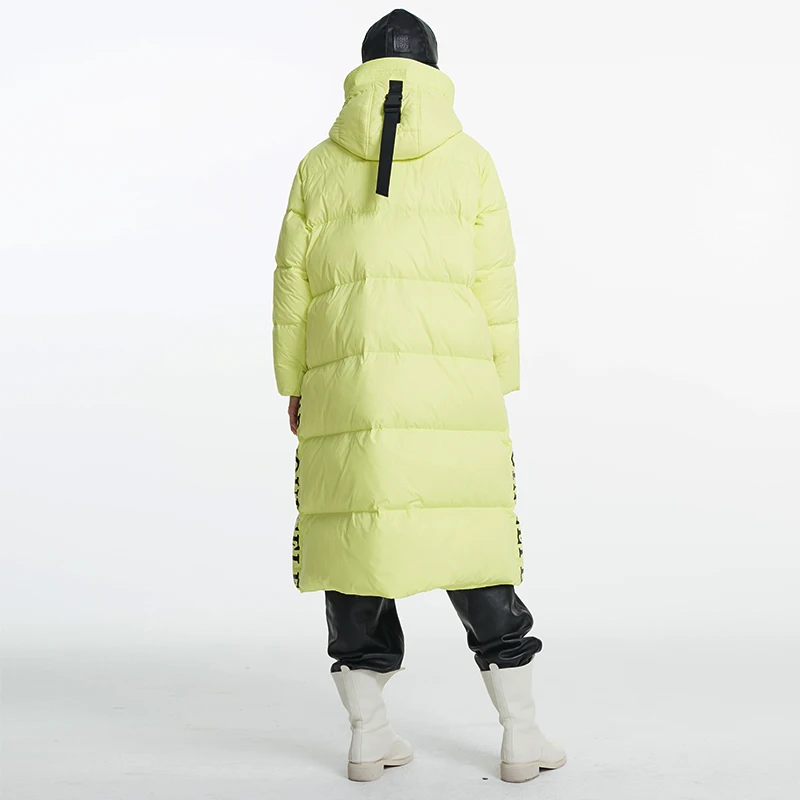 

Winter oversized Warm Fluffy Duck down coat female X-Long Down Warm Jacket Hooded Cocoon style thicker long warm Parkas F713