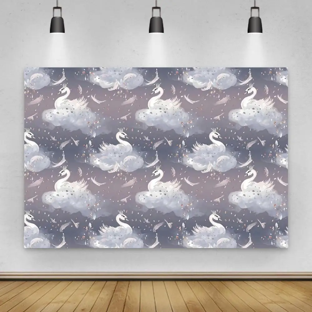 

White Swan Plumage Newborn Backdrop for Photography Baby Shower Birthday Party Photo Background for Children Backdrops Studio