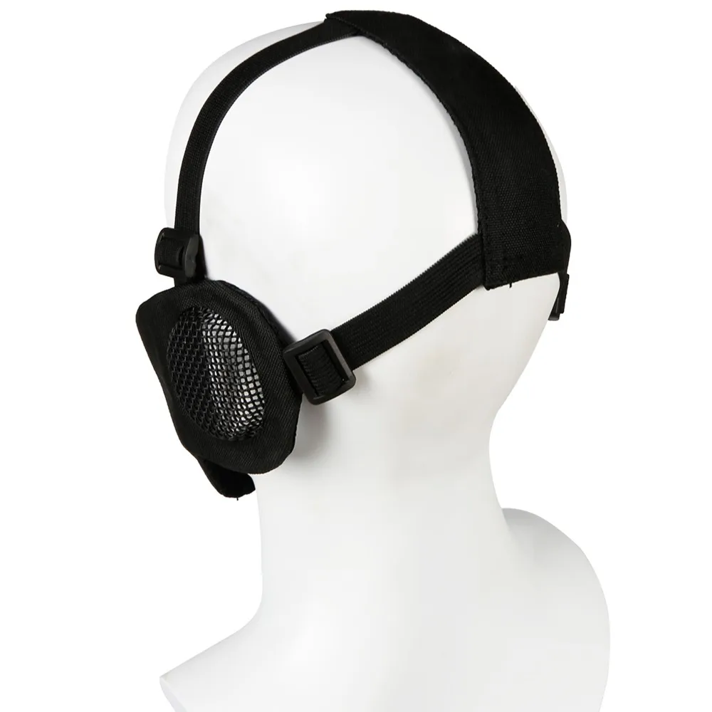 Tactical Steel Mesh Mask Airsoft with Ear Protection Military Hunting Shooting Paintball Game Protective Half Face |