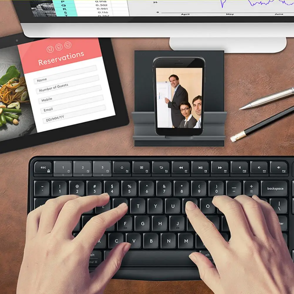 Bluetooth клавиатура Logitech K375S 104 клавиши 2 4 ГГц USB подставка для клавиатуры