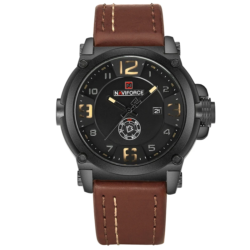 

NAVIFORCE Business Top Brand Luxury Simple Men Watch Calendar Week Display Leather Strap Casual Quartz Watch Relogio Masculino