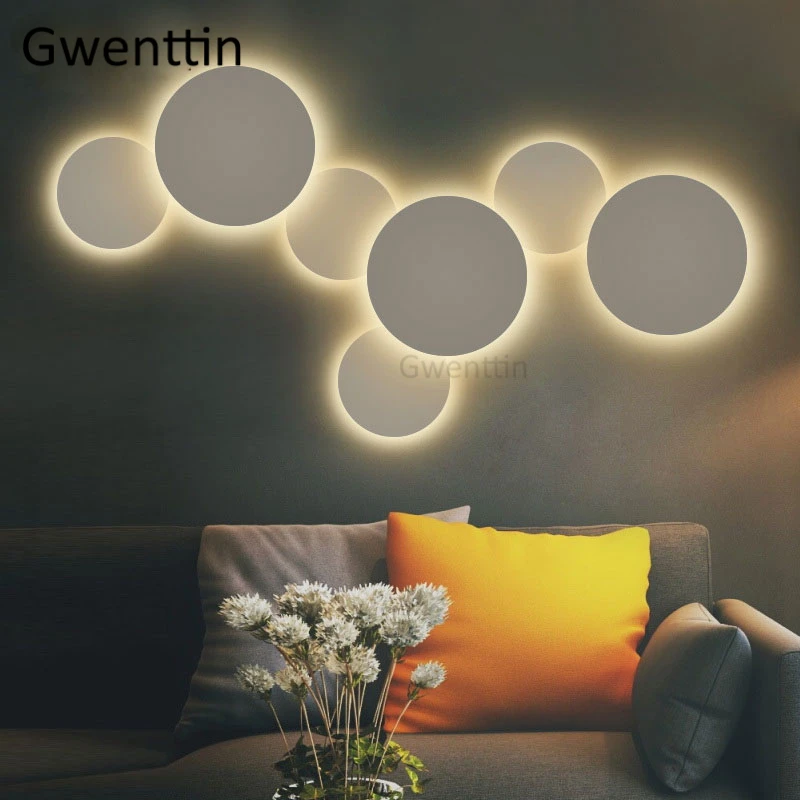 

Nordic Round Wall Lamps Modern Moon Lamp for Bedroom Bedside Stair Wall Sconce Light Fixtures Led Mirror Lights Home Art Deco