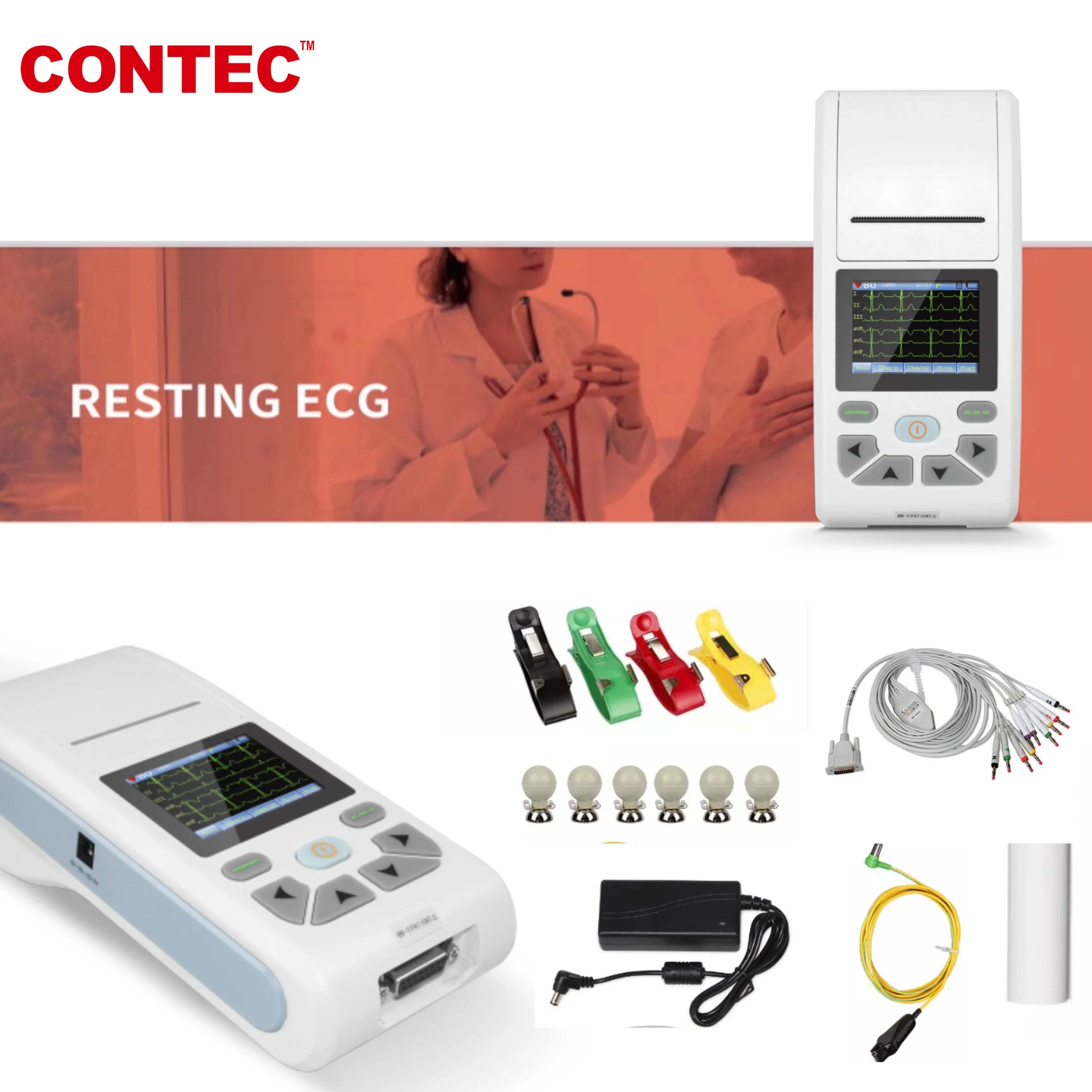 Сенсорный экран CONTEC CE, 12-канальный электрокардиограф ЭКГ/ЭКГ, программное обеспечение для ПК (скачать онлайн) ECG90A