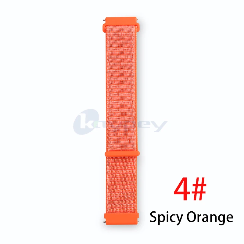Spicy Orange 22 мм 20 мм нейлоновый ремешок для Xiaomi Huami Amazfit Bip Pace Stratos 2/2s ремешок на запястье нейлоновая петля ремешок на липучке аксессуары для умных часов - Цвет: Spicy Orange