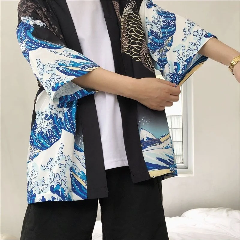 Японский кардиган кимоно мужской obi yukata мужская японская одежда самураев