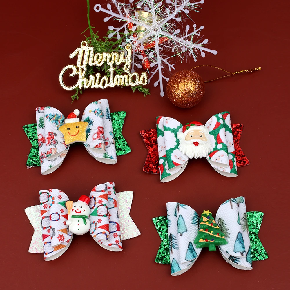 

3In Christmas Mini Sequins Girls Hair Bows with Clips Shiny Glitter Cute Hairpins Daily School Barrettes Headwear Accessoires