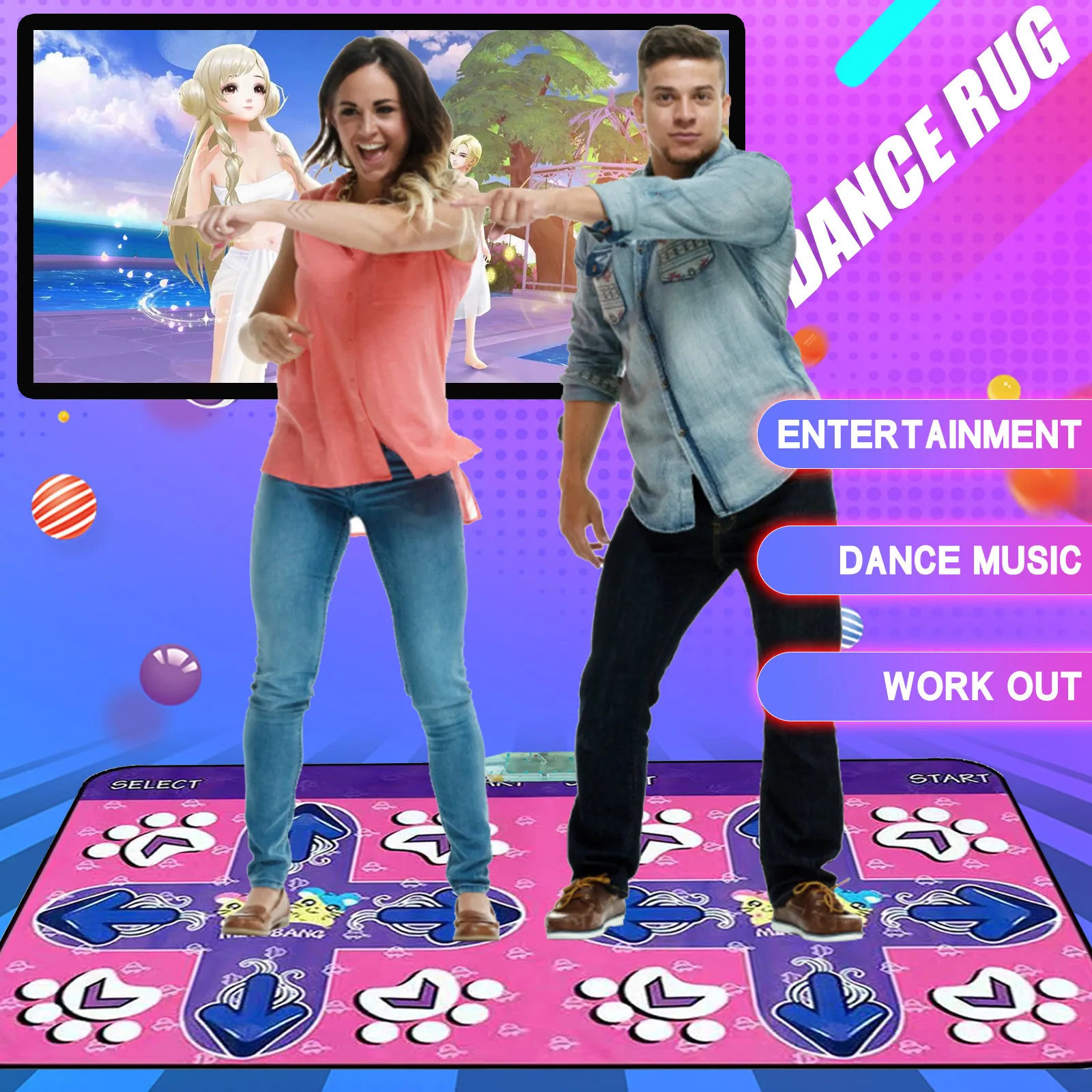 Танцевальный коврик нескользящий для танцора подушка ощущения игры йоги ТВ