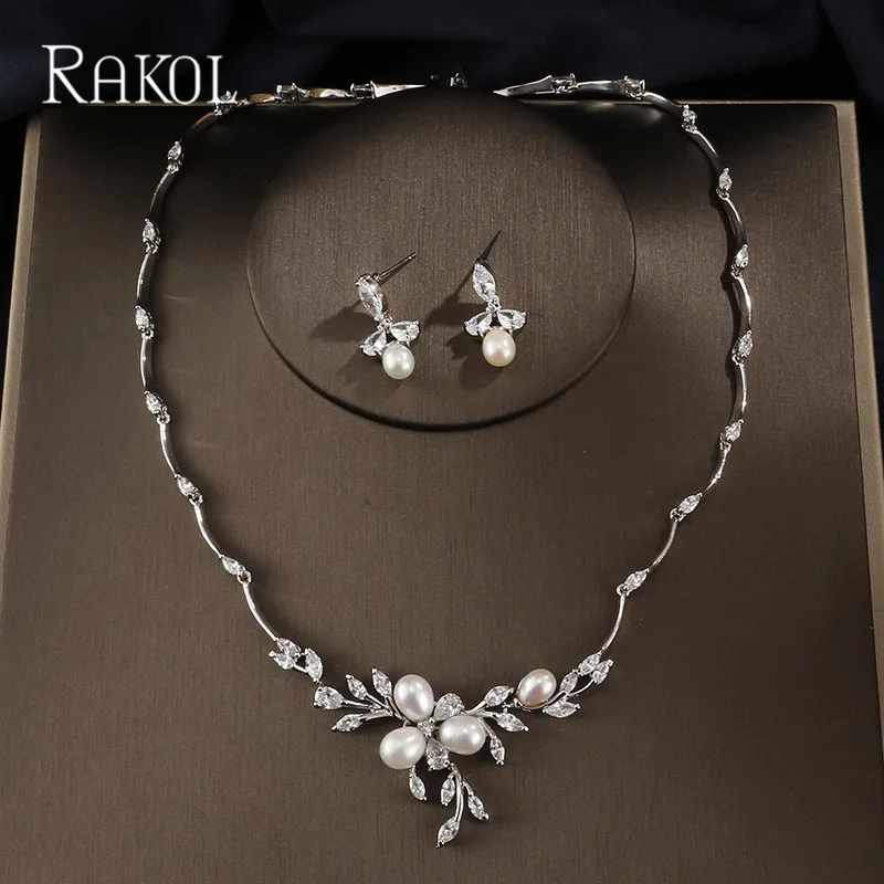 RAKOL Одежда высшего качества искусственный жемчуг цирконивый цветок из розового