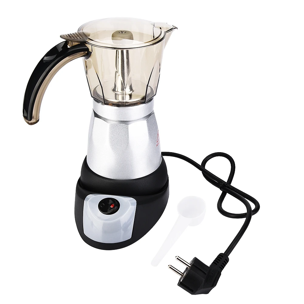 

150ml/300ml 3-6 Cups 480W Electric Espresso Moka Pot Detachable Kitchen Stovetop Coffee Maker
