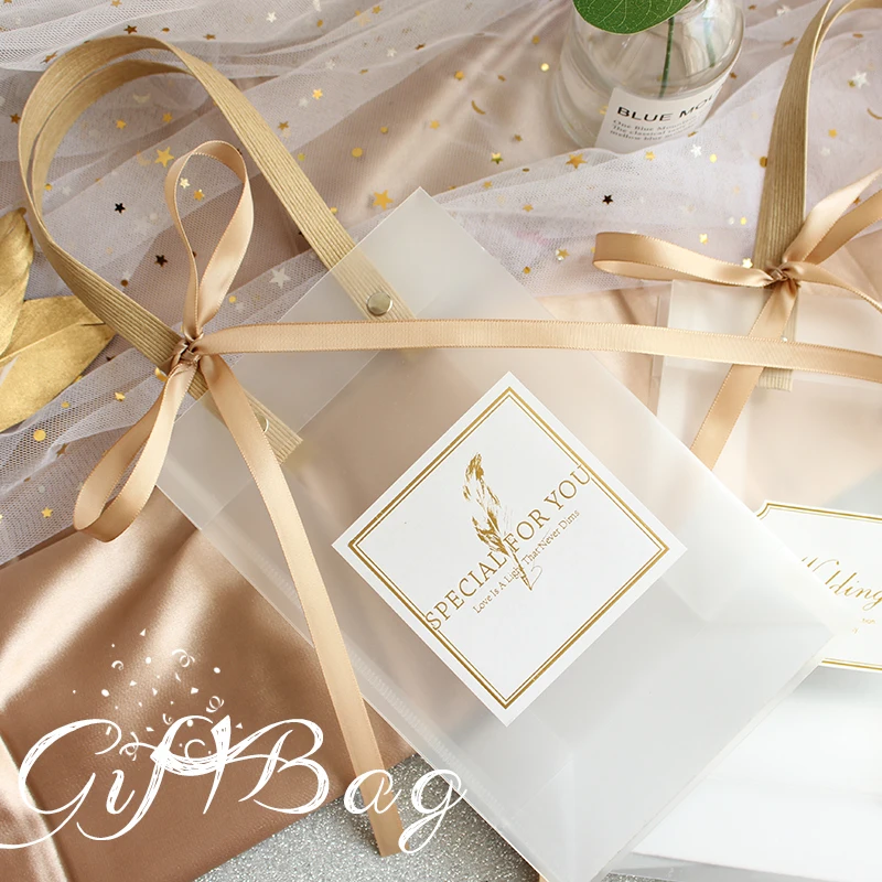 Прозрачные подарочные пакеты для конфет с ручкой упаковочные ПВХ 10 шт. свадебные