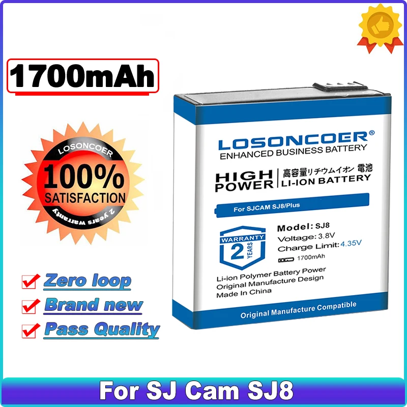 Аккумулятор LOSONCOER SJ8 PRO на 1700 мА · ч для экшн-камеры SJCAM | Электроника