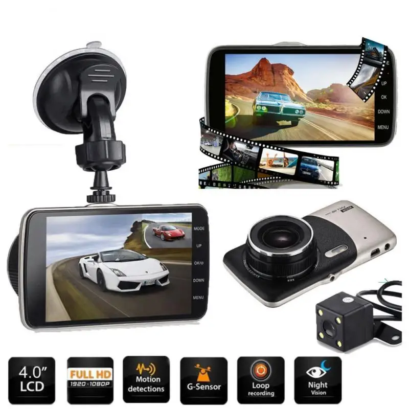 

HD 1080P Driving Recorder Dual Recording 3.6 Inch Night Vision 170° Wide Angle G-sensor Parking Monitoring DVR Car Dash Camera