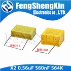 Предохранительный конденсатор X2 0,56 мкФ 560nF 564 564K P:15 мм 22,5 мм, конденсатор из полипропиленовой пленки, 10 шт.