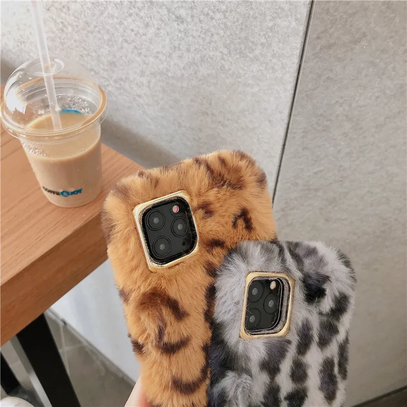 Чехол для телефона KJOEW iPhone 7 8 Plus X XR XS Max 11 Pro с леопардовым принтом зимний теплый