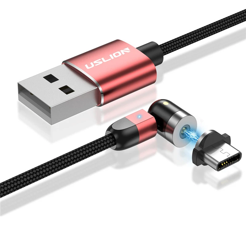 USLION Магнитный кабель usb type C Магнитный зарядный Micro usb кабель для iPhone samsung usb c Быстрая зарядка зарядный провод - Цвет: Red