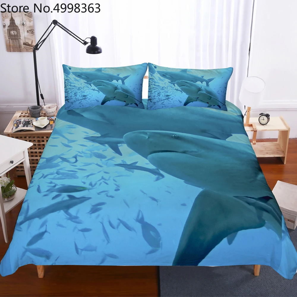 Набор пододеяльников из микрофибры для мальчиков и девочек с рисунком акулы