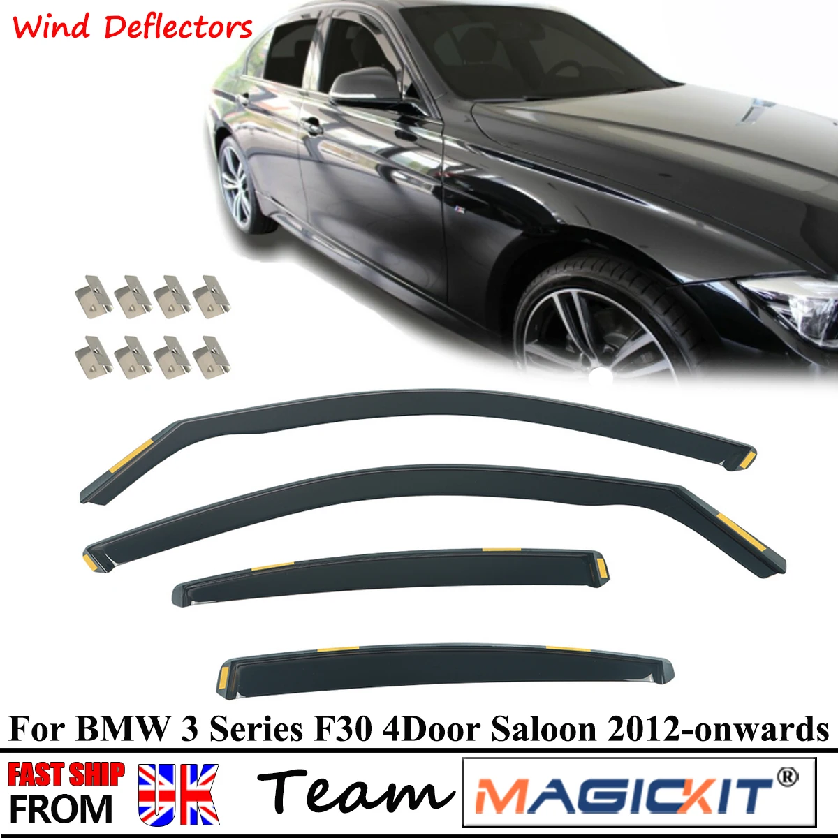 

Вставка для стекла Magickit, козырек на вентиляционное отверстие, солнцезащитный козырек от дождя для 2012-2019 BMW 3 серии F30