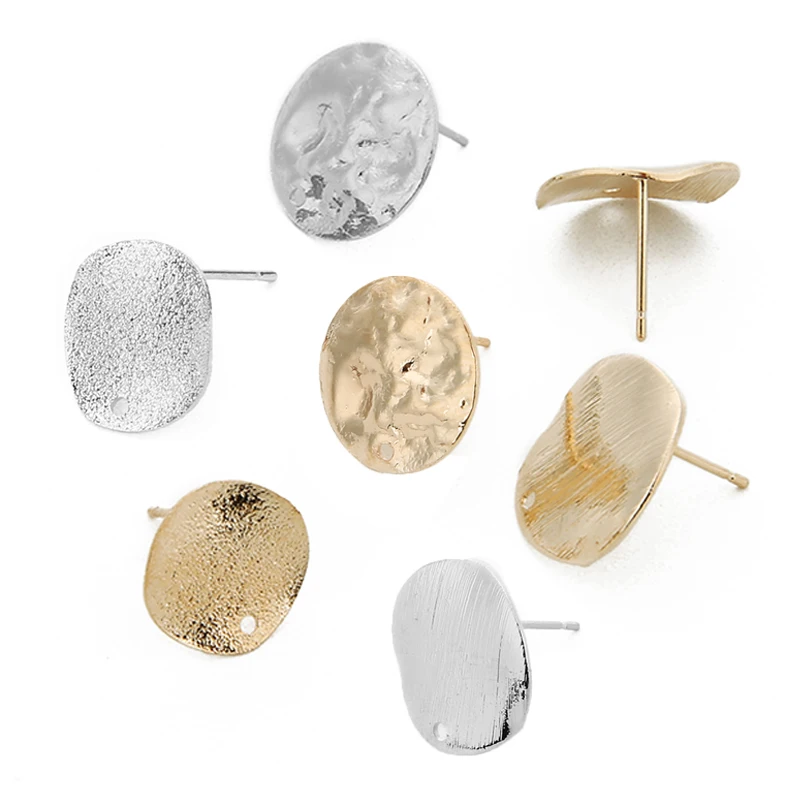 

20pcs 12 15mm Gold Irregular Circle Distorted Oval Shape Earring Base Findings Alloy Earrings Accessory Eardrop DIY Jewelry Make