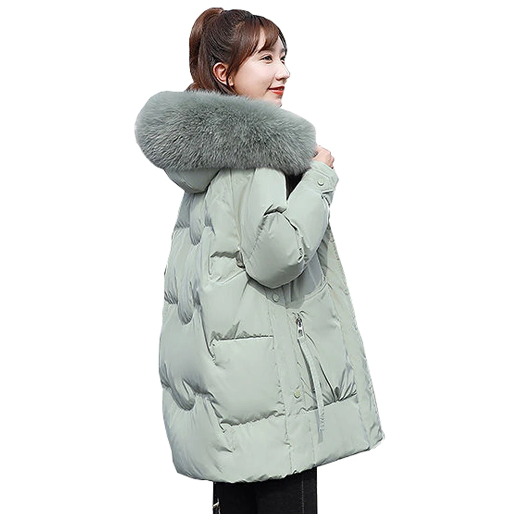 

NEW2021 Fur collar Down jacket female long thickening clothes 2021 new han edition easy leisure ins wind winter jacket 823