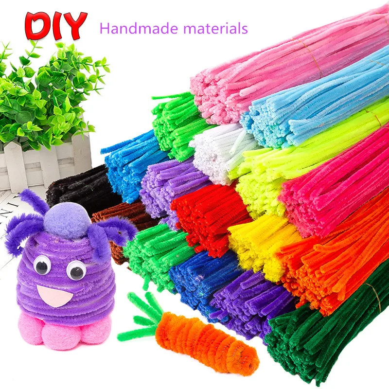 

100pcs Colorful Plush Stick DIY Handicraft Making Material Package Educational Toys Kids Art Craft Material Creativity Toy