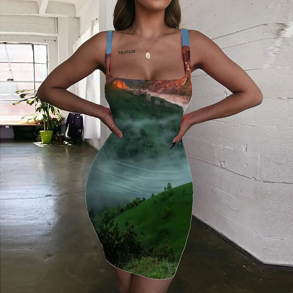 

Женское платье с принтом KYKU, зеленое короткое платье в стиле бохо, летний сезон 2019