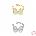 Серьги-каффы с бабочкой, из серебра 925 пробы