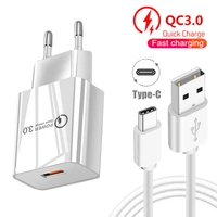 18w qc3 0 usb adapter fast charger for samsung a51 huawei honor 20 xiaomi redmi note 10 pro motorola g30 g10 phone type c cable