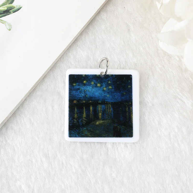 12 шт. всемирно известные картины шармы акриловые Ван Гога звездная ночь монет