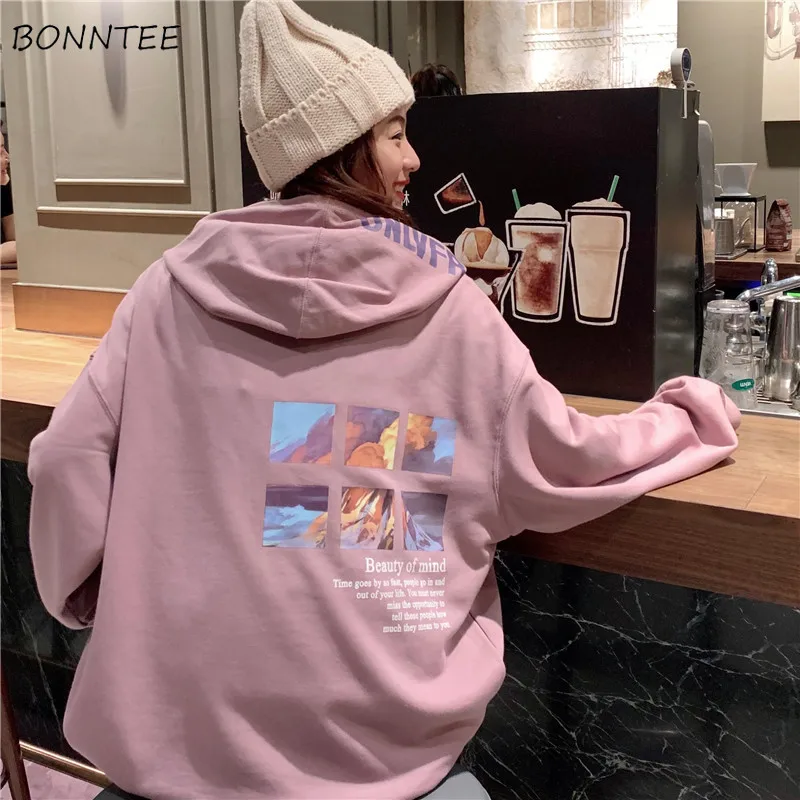 

Женская толстовка с капюшоном и принтом, в стиле оверсайз