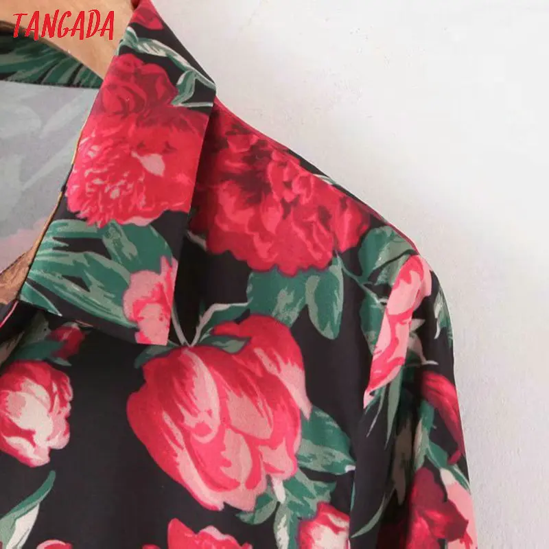 Платье миди женское с отложным воротником длинным рукавом и цветочным