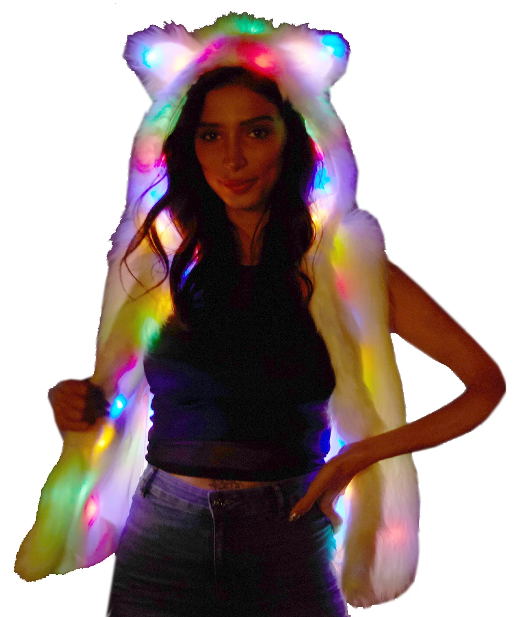 Woman Girls Soft Faux Fur Light Up LED Vest Costume led002
